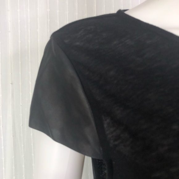 Alice+Olivia Air Top Black Lamb Leather Sleeves L - Picture 5 of 13